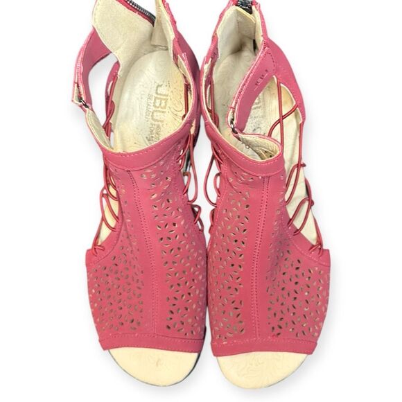 JBU BY JAMBU Women’s Red Cutout Nelly Memory Foam Wedge Sandals Size 9.5 - Picture 9 of 10